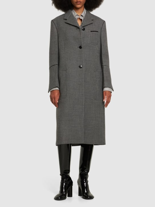 Ferragamo: Zweireihiger Mantel aus Wolle - Grau/Schwarz - women_1 | Luisa Via Roma
