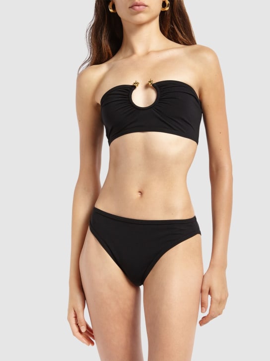 Bottega Veneta: Bikini de nylon stretch - Negro - women_1 | Luisa Via Roma