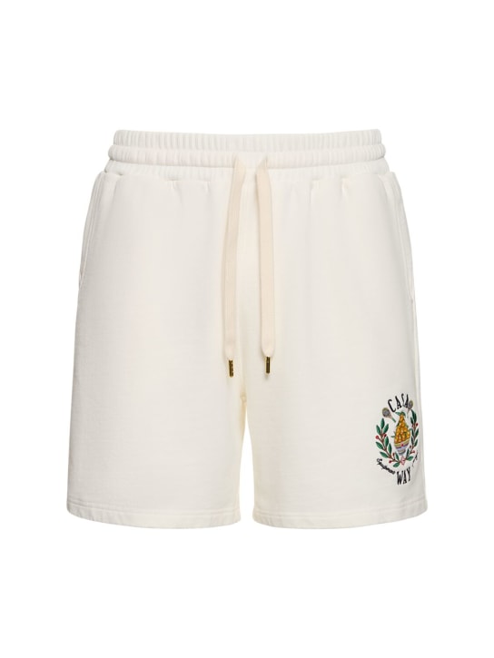 Casablanca: Casa Way cotton jersey sweat shorts - White - men_0 | Luisa Via Roma