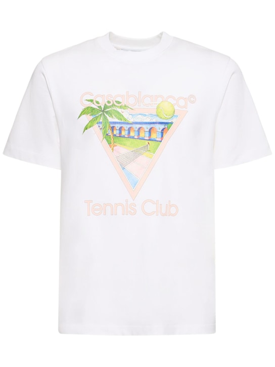 Casablanca: Tennis Club organic cotton t-shirt - White - women_0 | Luisa Via Roma