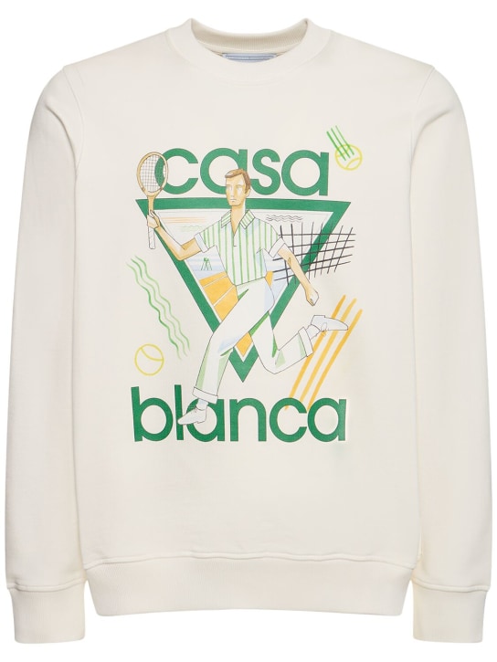 Casablanca: Printed logo jersey sweatshirt - Multi Ivory - men_0 | Luisa Via Roma