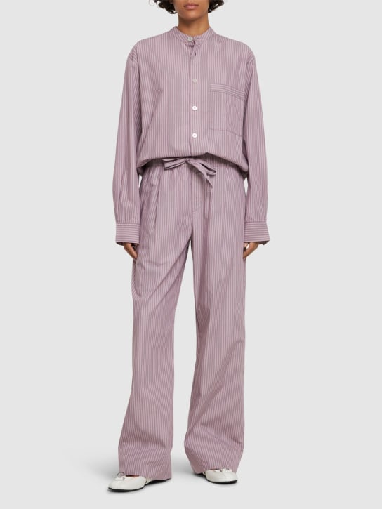 BIRKENSTOCK Tekla: Buttoned cotton sleep shirt - Purple - women_1 | Luisa Via Roma