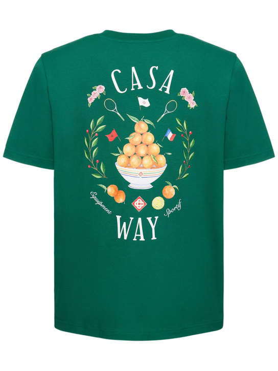 Casablanca: T-shirt Casa Way in cotone organico - Verde - men_0 | Luisa Via Roma