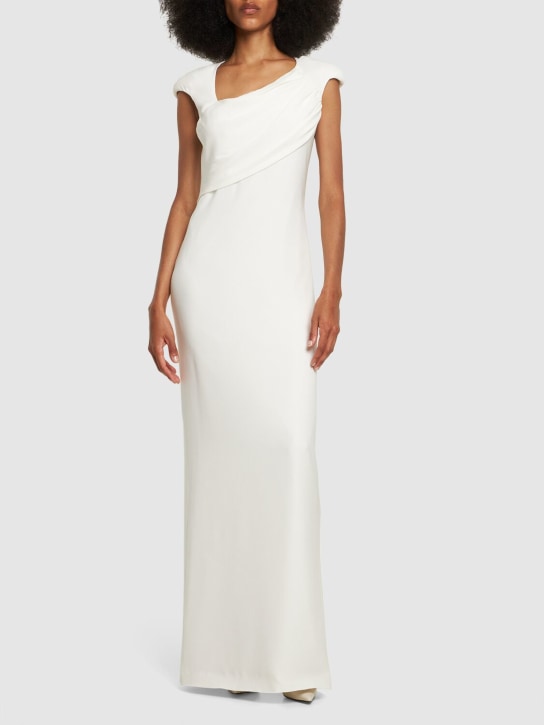 Tom Ford: Double silk georgette draped long dress - White - women_1 | Luisa Via Roma