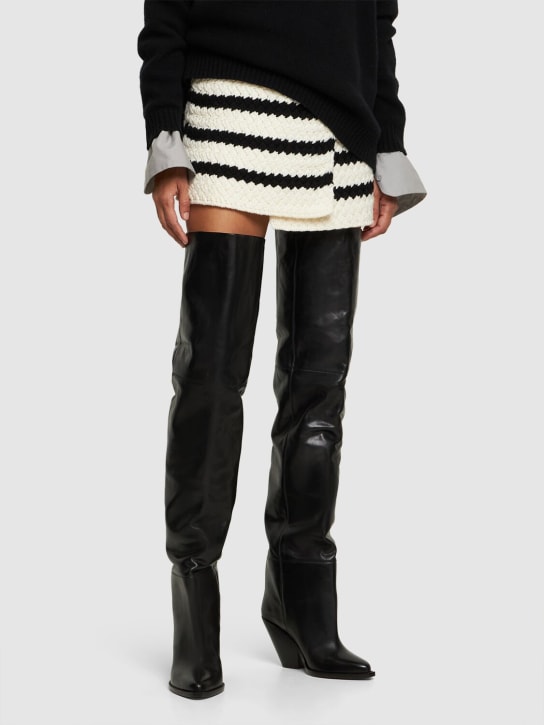 Isabel Marant: 95mm Lalex leather over-the-knee boots - Black - women_1 | Luisa Via Roma
