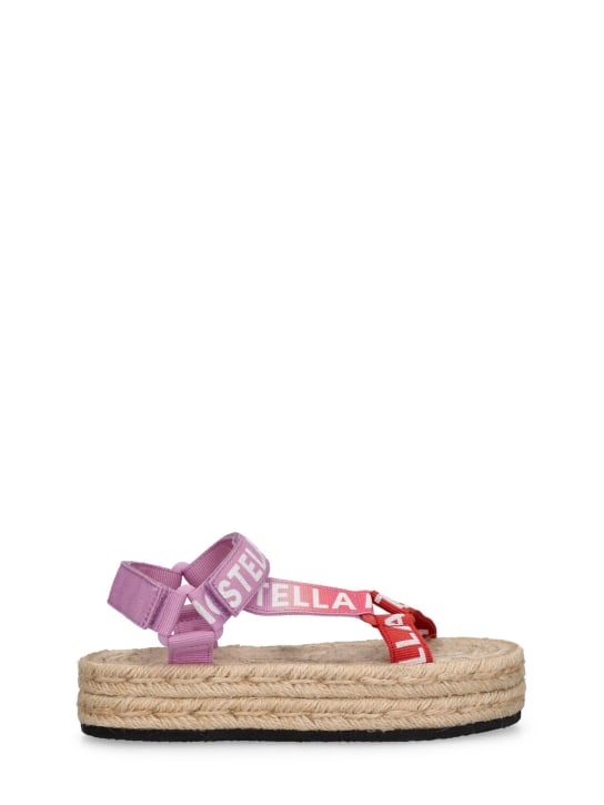 Stella Mccartney Kids: Recycled cordura fabric logo sandals - Multicolor - kids-girls_0 | Luisa Via Roma