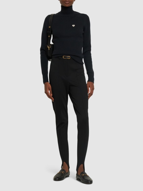 Casablanca: High waist twill leggings - Black - women_1 | Luisa Via Roma