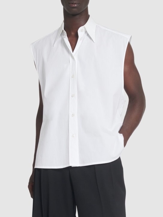 Dolce&Gabbana: Sleeveless poplin shirt - White - men_1 | Luisa Via Roma