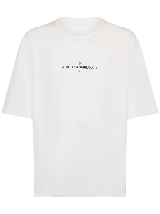 Dolce&Gabbana: Oversized cotton jersey t-shirt - White Ottico - men_0 | Luisa Via Roma