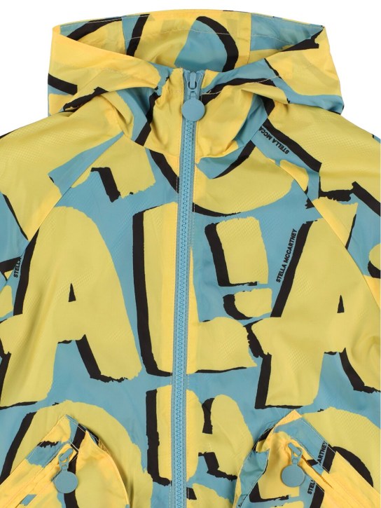 Stella Mccartney Kids: All over printed nylon jacket - Blue/Yellow - kids-boys_1 | Luisa Via Roma