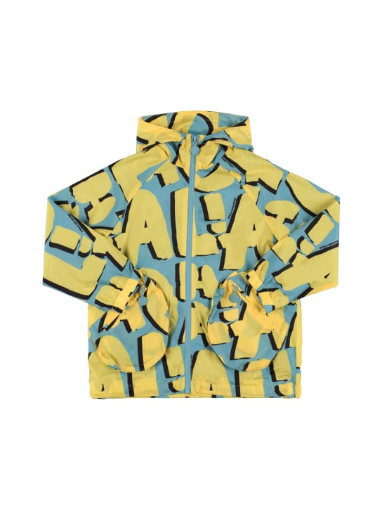 Stella Mccartney Kids: All over printed nylon jacket - Blue/Yellow - kids-boys_0 | Luisa Via Roma