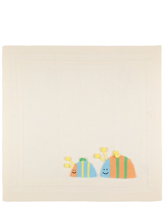 Stella Mccartney Kids: Crochet intarsia organic cotton blanket - White - kids-boys_0 | Luisa Via Roma