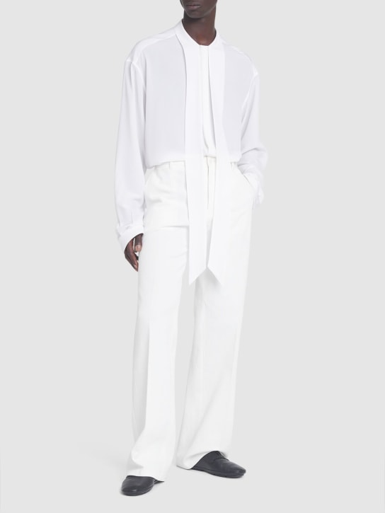 Dolce&Gabbana: Oversized silk crepe de chine shirt - White - men_1 | Luisa Via Roma