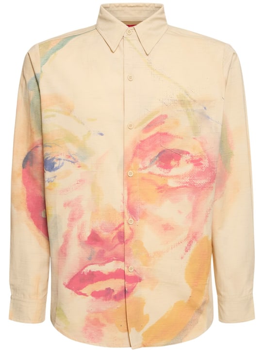 KidSuper Studios: Pink Face printed cotton shirt - White - men_0 | Luisa Via Roma