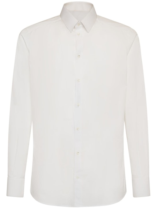 Dolce&Gabbana: Camisa de popelina de algodón - Optic White - men_0 | Luisa Via Roma