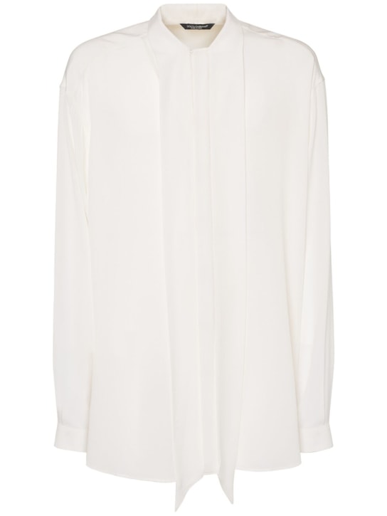 Dolce&Gabbana: Camicia oversize in seta crepe de chine - Bianco - men_0 | Luisa Via Roma