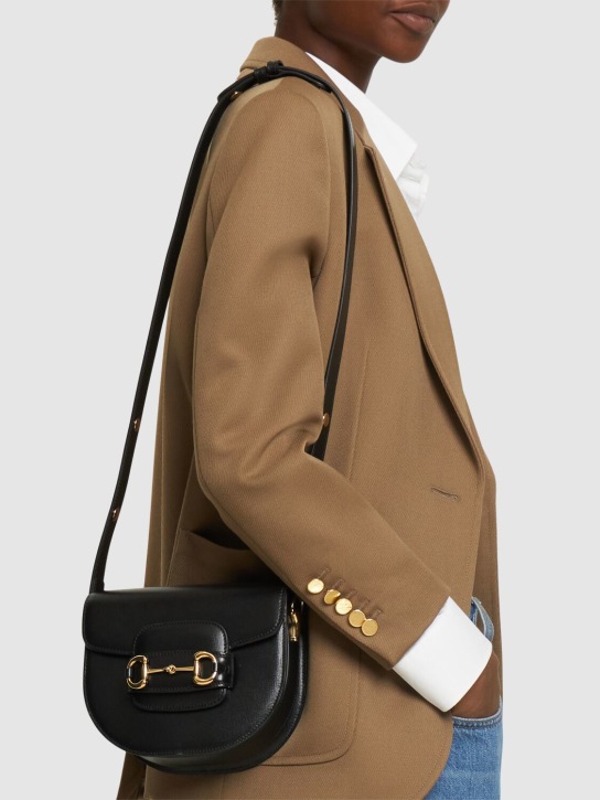 Gucci: Mini 1955 Horsebit leather shoulder bag - Black - women_1 | Luisa Via Roma