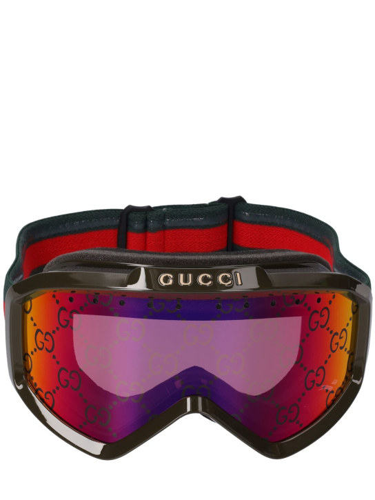 Gucci: GG1210S滑雪护目镜 - 绿色/红色 - women_0 | Luisa Via Roma