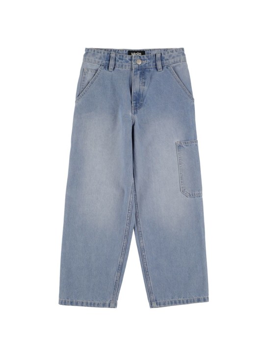 Molo: Jeans dritti in misto cotone - Denim - kids-boys_0 | Luisa Via Roma