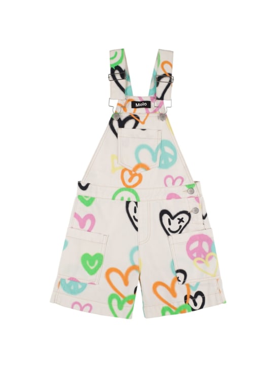Molo: Printed cotton denim jumpsuit - Multicolor - kids-girls_0 | Luisa Via Roma