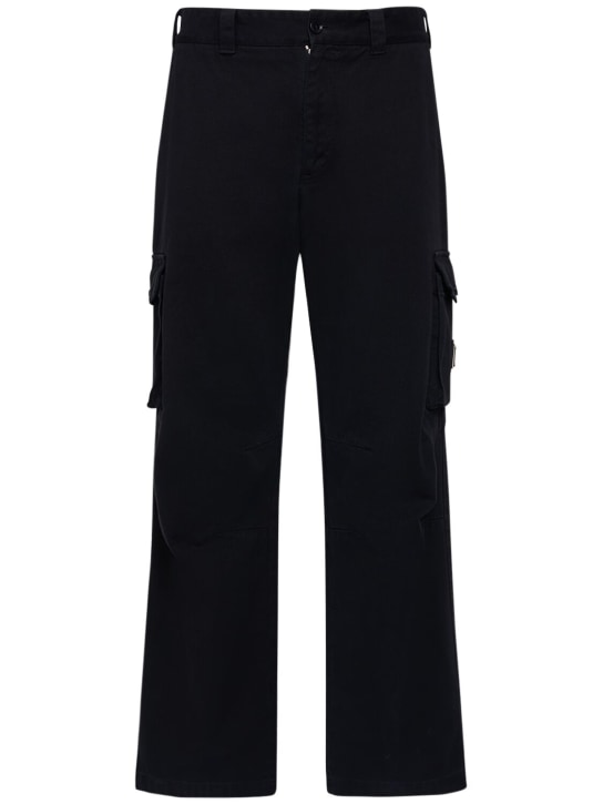 Dolce&Gabbana: Pantalones cargo de gabardina de algodón - Blue Scurissimo - men_0 | Luisa Via Roma