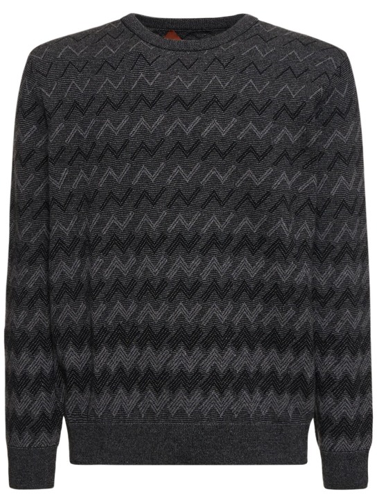Missoni: Monogram cashmere knit sweater - Black - men_0 | Luisa Via Roma