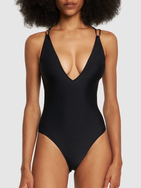Pucci: Lycra cross-back one piece swimsuit - Black - women_1 | Luisa Via Roma