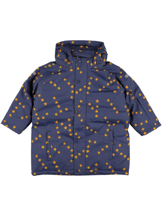 Tiny Cottons: Star print nylon puffer ski jacket - Navy - kids-girls_0 | Luisa Via Roma