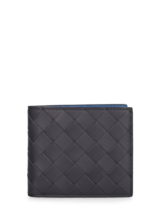 Bottega Veneta: Intrecciato leather bi-fold wallet - Ardoise/Blue - men_0 | Luisa Via Roma