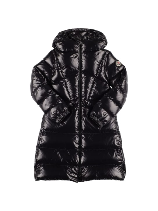 Moncler: Selenga nylon laqué long down coat - Black - kids-girls_0 | Luisa Via Roma