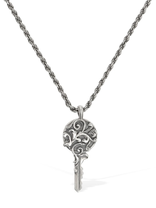 Emanuele Bicocchi: Tiny arabesque key necklace - Silver - men_0 | Luisa Via Roma