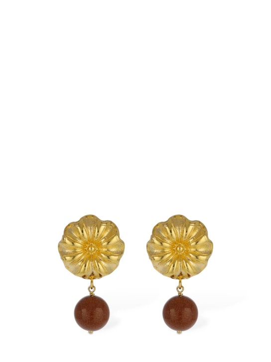 Destree: Sonia Daisy sunstone earrings - Gold/Brown - women_0 | Luisa Via Roma
