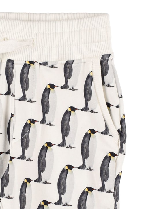Snurk: Pantalon en coton biologique imprimé pingouin - Blanc - kids-girls_1 | Luisa Via Roma