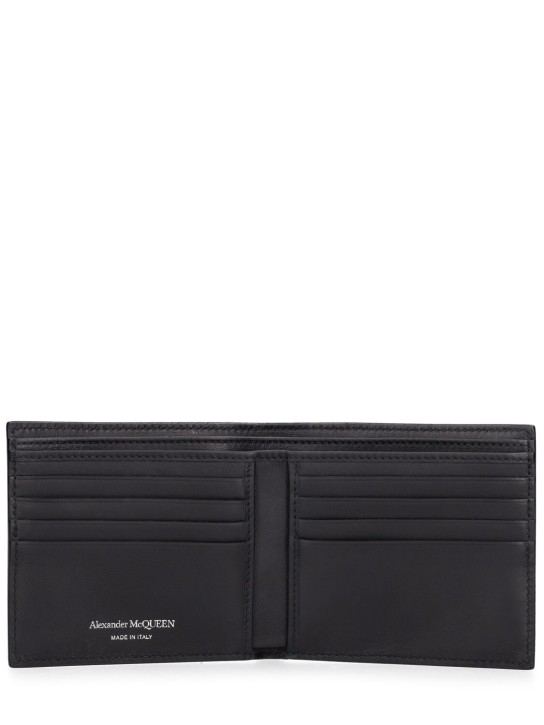 Alexander McQueen: All over logo leather billfold wallet - Black - men_1 | Luisa Via Roma