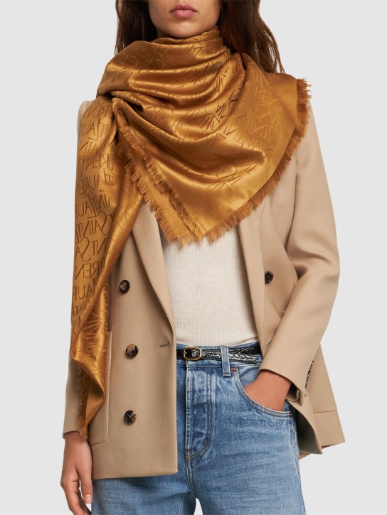 Saint Laurent: Silk & wool jacquard scarf - Goldbraun - women_1 | Luisa Via Roma