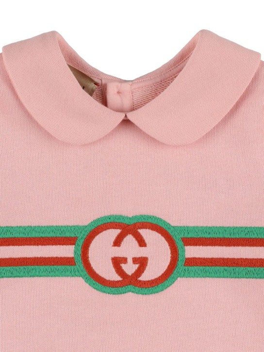 Gucci: Robe manches courtes en jersey de coton feutré - Rose - kids-girls_1 | Luisa Via Roma