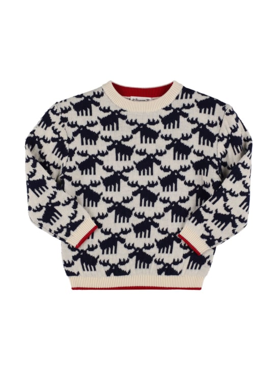 Bonpoint: Anumati wool sweater - 화이트/블랙 - kids-girls_0 | Luisa Via Roma