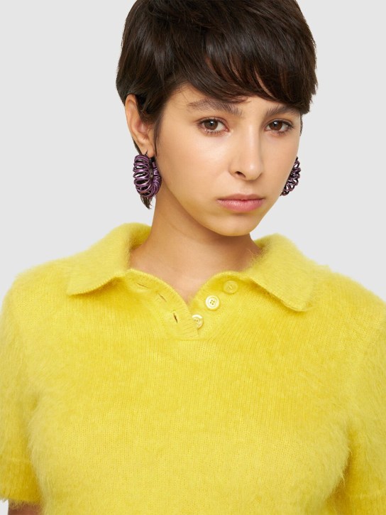 So-le Studio: Ila leather hoop earrings - Purple - women_1 | Luisa Via Roma