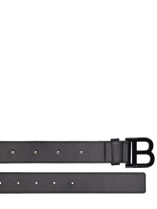 Balmain: B logo leather belt - Black - kids-boys_1 | Luisa Via Roma