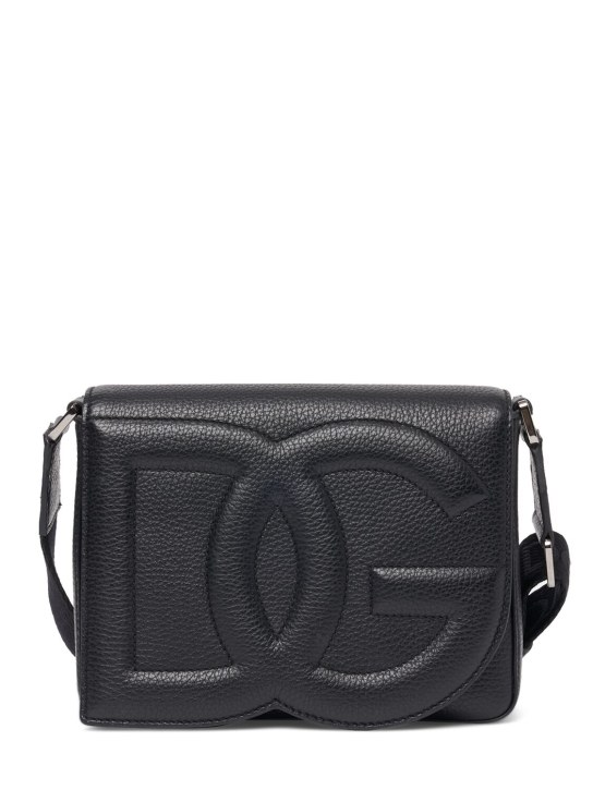 Dolce&Gabbana: DG embossed logo crossbody bag - Black - men_0 | Luisa Via Roma