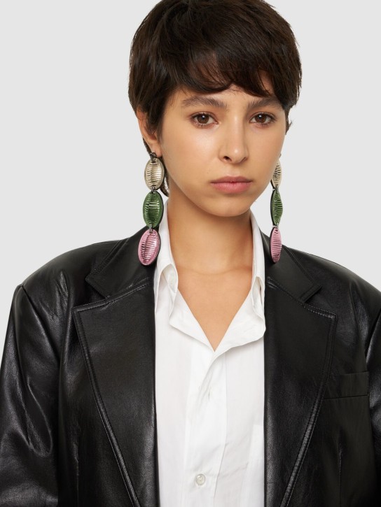 So-le Studio: Eclipse leather earrings - Multicolor - women_1 | Luisa Via Roma