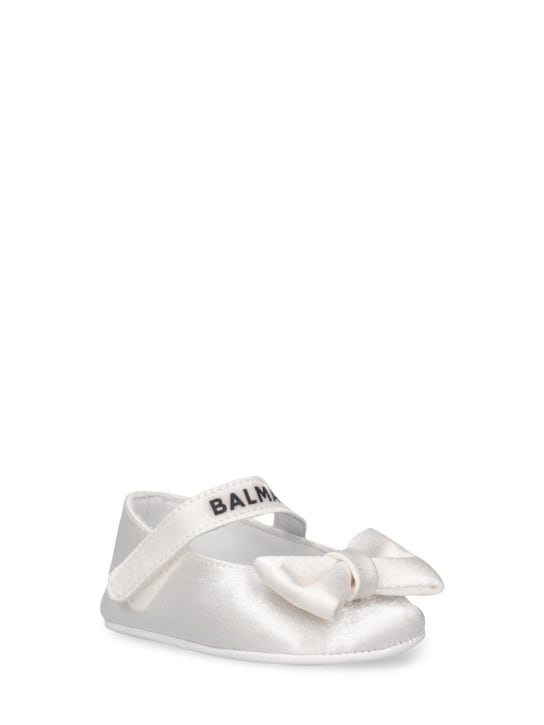 Balmain: 绸缎芭蕾平底鞋 - 白色 - kids-girls_1 | Luisa Via Roma