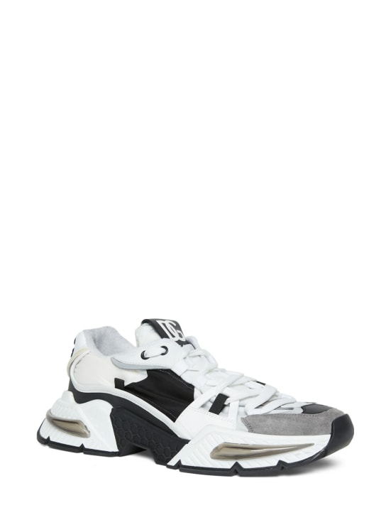 Dolce&Gabbana: Airmaster leather & suede sneakers - White/Black - men_1 | Luisa Via Roma