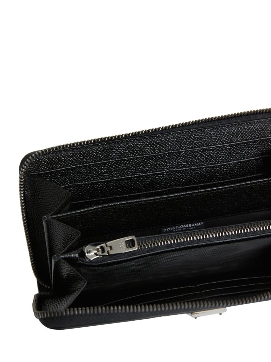 Dolce&Gabbana: Dauphine leather zip around wallet - Black - men_1 | Luisa Via Roma