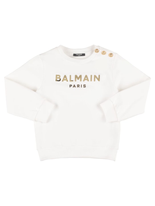 Balmain: Organic cotton jersey sweatshirt - White - kids-girls_0 | Luisa Via Roma
