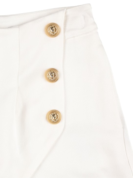 Balmain: Blend cotton gabardine shorts - White - kids-girls_1 | Luisa Via Roma