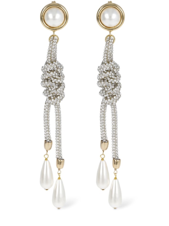 Rosantica: Gaia crystal & faux pearl earrings - Silver - women_0 | Luisa Via Roma