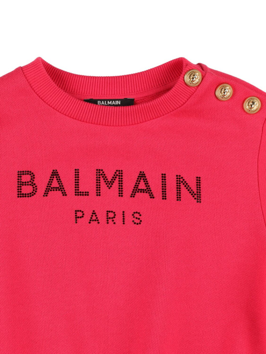 Balmain: Organic cotton sweatshirt - Red - kids-girls_1 | Luisa Via Roma