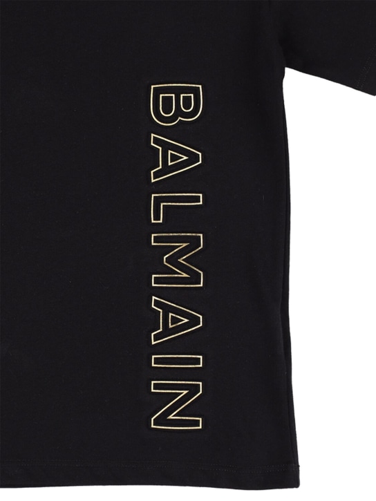 Balmain: T-Shirt aus Bio-Baumwolljersey - Schwarz - kids-boys_1 | Luisa Via Roma