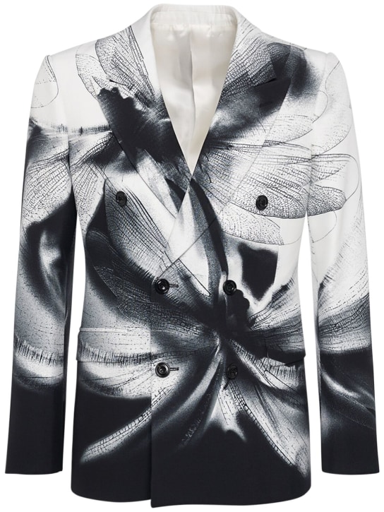 Alexander McQueen: Dragonfly shadow printed viscose jacket - Black/White - men_0 | Luisa Via Roma